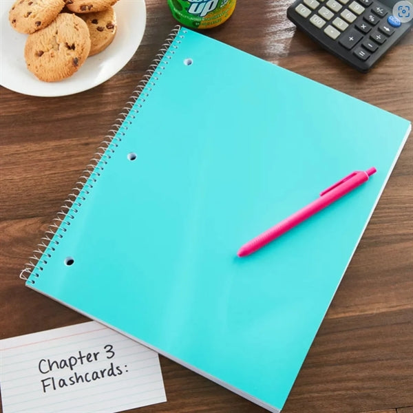 College Ruled Spiral Notebook One Subject Cover 100 Sheets