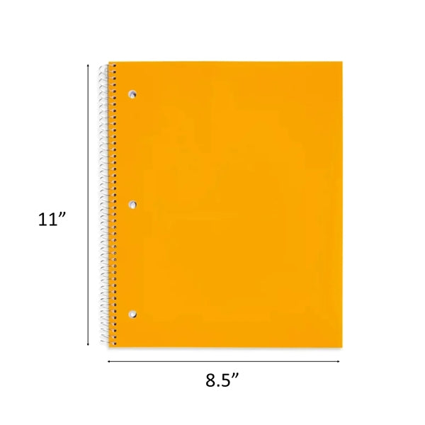 College Ruled Spiral Notebook One Subject Cover 100 Sheets
