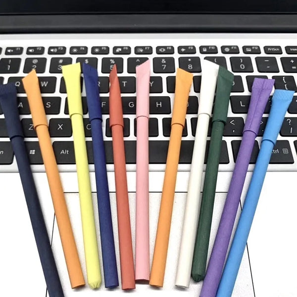 Eco Friendly Plastic Free Biros Kraft Paper Ballpoint Pen