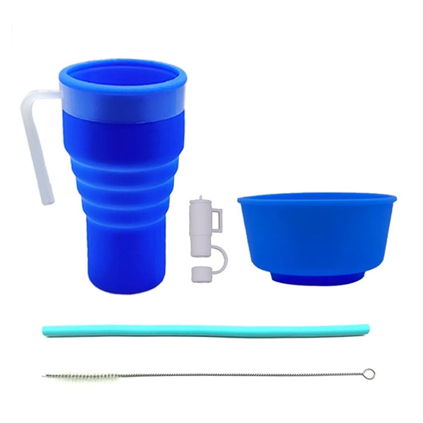 Foldable Silicone Stadium Cup With Snack Bowl On Top