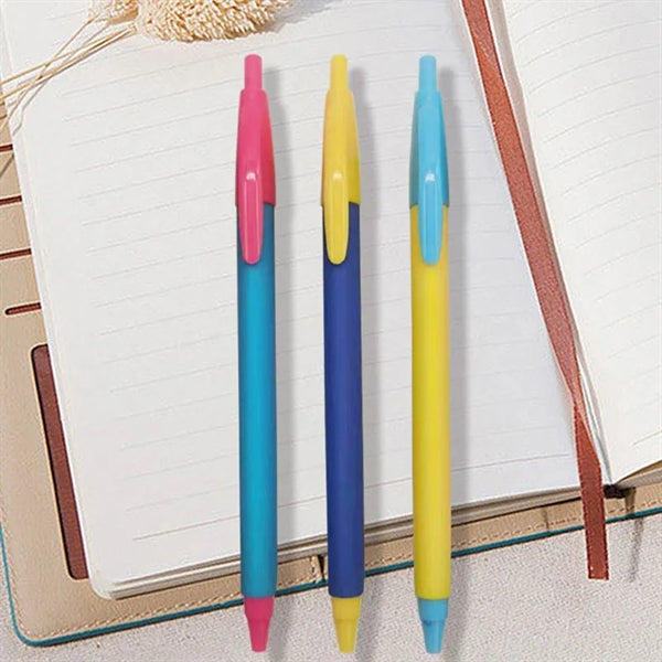 Slim Colorful Plastic Retractable Click Ballpoint Pen