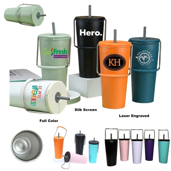 20 oz Insulated Stainless Steel Bucket Tumbler with Straw