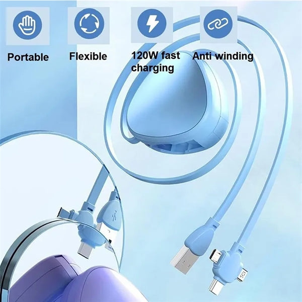 120W 3 in 1 Telescopic Charging Cable
