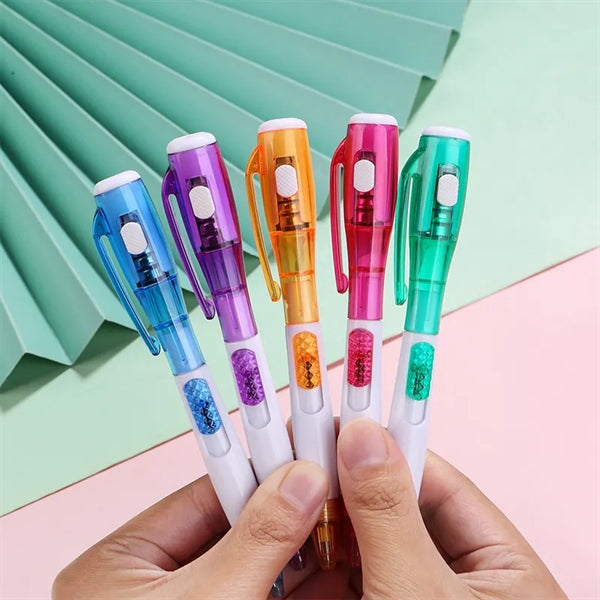 2 In 1 Plastic Retractable Ballpoint Pen With LED Light