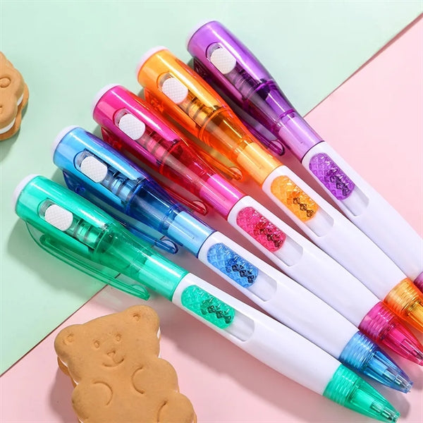 2 In 1 Plastic Retractable Ballpoint Pen With LED Light