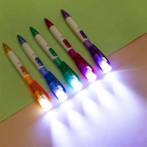 2 In 1 Plastic Retractable Ballpoint Pen With LED Light
