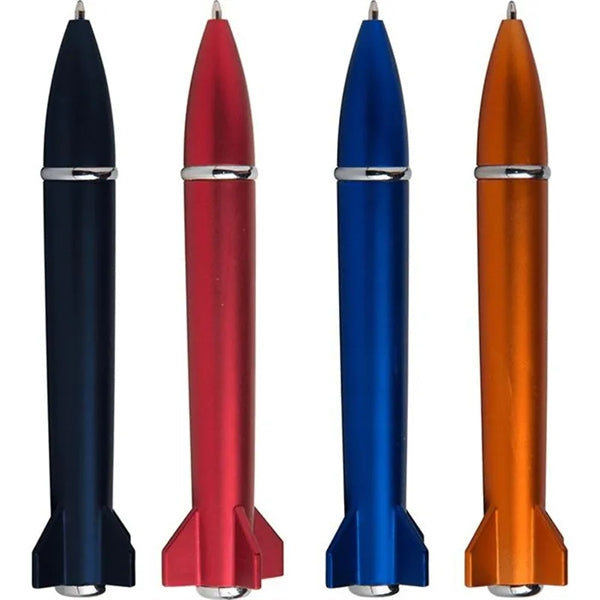 Creative Rocket Shape LED Light Twist Open Ballpoint Pen