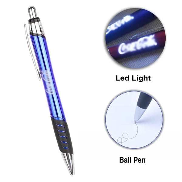 Retractable Ballpoint Pen With Light Up Customizable Logo