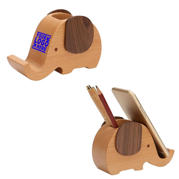 Wooden Elephant Phone Stand