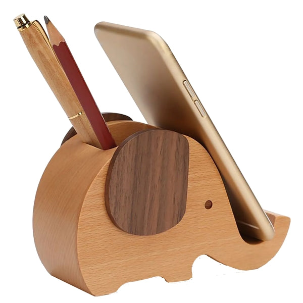 Wooden Elephant Phone Stand