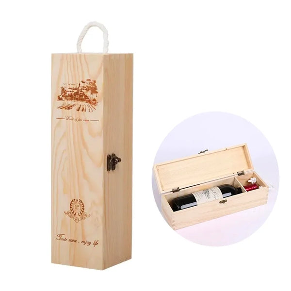 Pine Wood Wine Bottle Storage Box