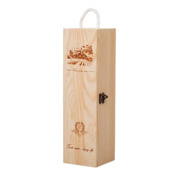 Pine Wood Wine Bottle Storage Box