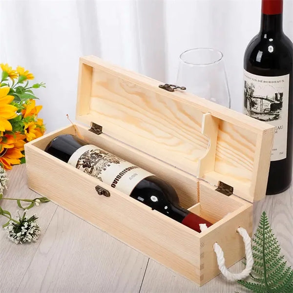 Pine Wood Wine Bottle Storage Box