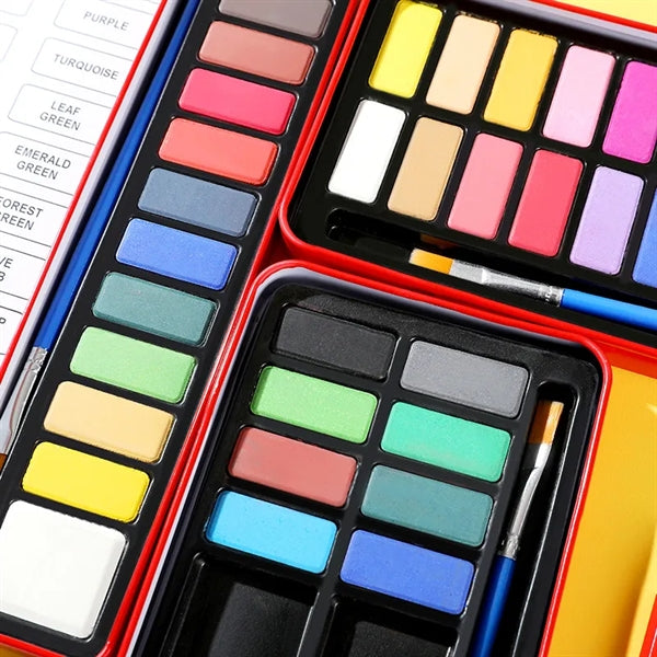 Metal Box 24 Colors Solid Watercolor Paint Set