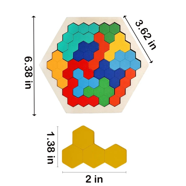 Wooden Hexagon Puzzle for Kid Adult Brain Teaser
