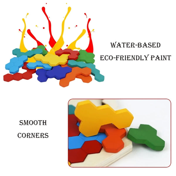 Wooden Hexagon Puzzle for Kid Adult Brain Teaser