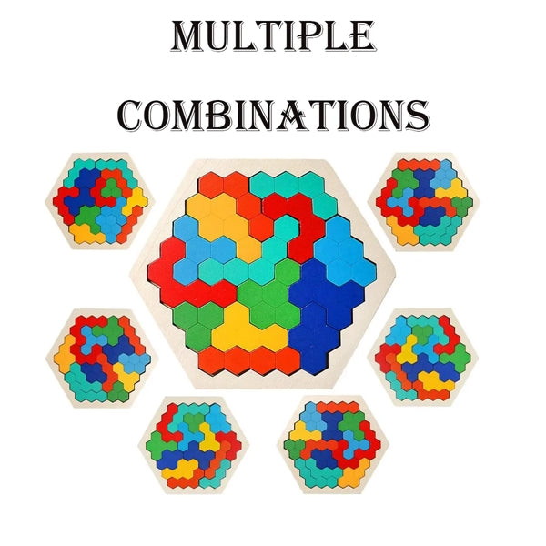 Wooden Hexagon Puzzle for Kid Adult Brain Teaser