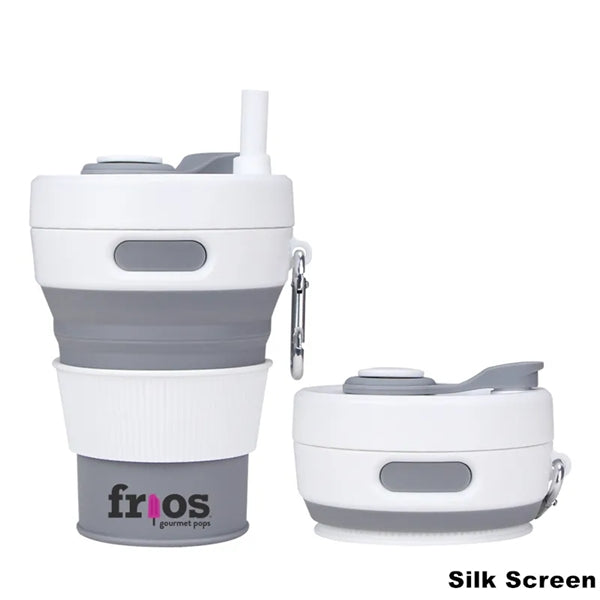 450ML Silicone Coffee Collapsible Cup with Straw and Lid