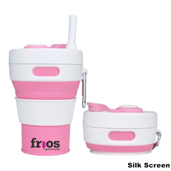 450ML Silicone Coffee Collapsible Cup with Straw and Lid