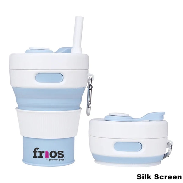 450ML Silicone Coffee Collapsible Cup with Straw and Lid