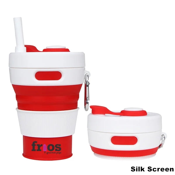 450ML Silicone Coffee Collapsible Cup with Straw and Lid
