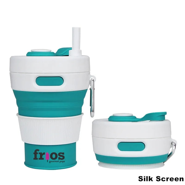 450ML Silicone Coffee Collapsible Cup with Straw and Lid
