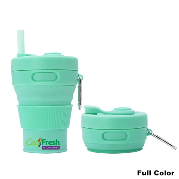 450ML Silicone Coffee Collapsible Cup with Straw and Lid