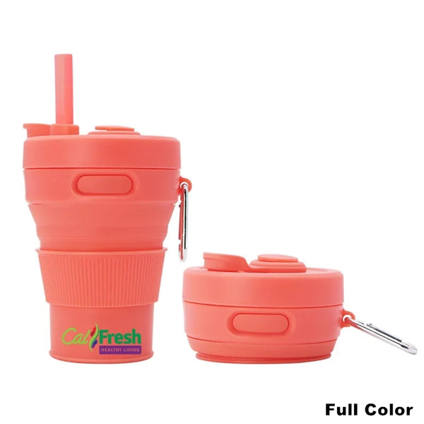 450ML Silicone Coffee Collapsible Cup with Straw and Lid