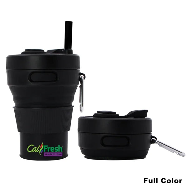 450ML Silicone Coffee Collapsible Cup with Straw and Lid