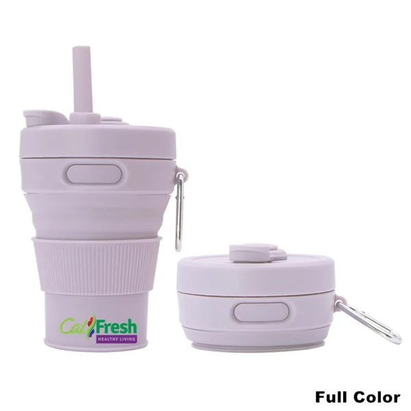 450ML Silicone Coffee Collapsible Cup with Straw and Lid