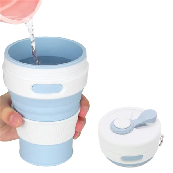 450ML Silicone Coffee Collapsible Cup with Straw and Lid