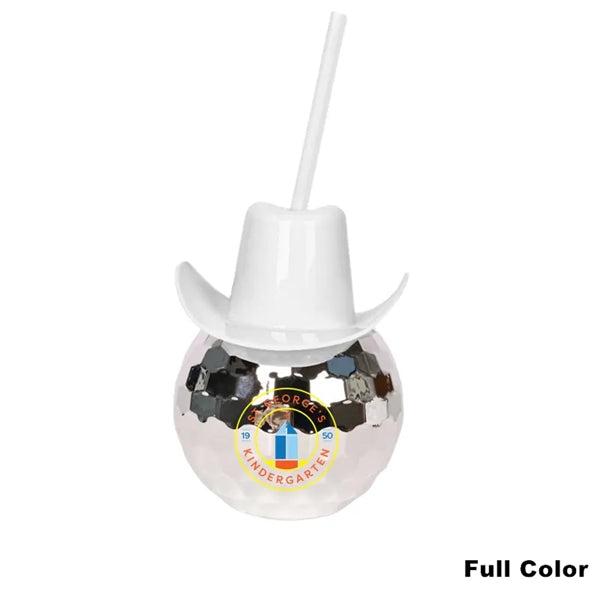 20 oz Cowboy Hat Disco Cocktail Ball Cups Tumbler With Straw