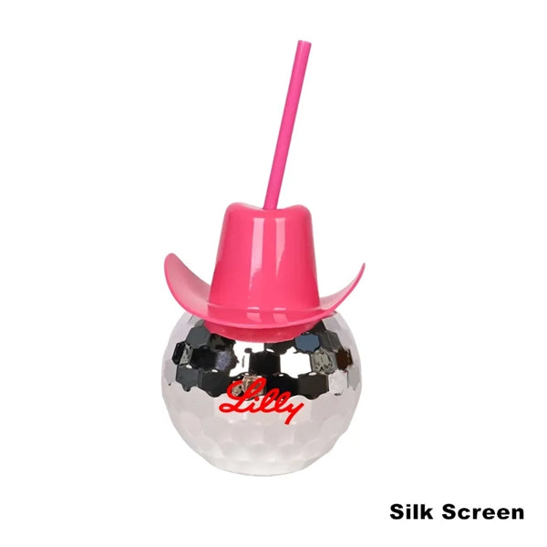 20 oz Cowboy Hat Disco Cocktail Ball Cups Tumbler With Straw