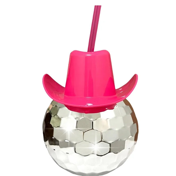 20 oz Cowboy Hat Disco Cocktail Ball Cups Tumbler With Straw