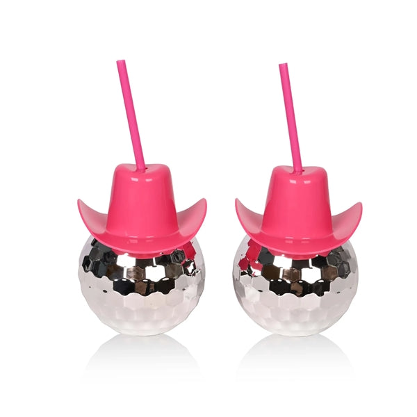 20 oz Cowboy Hat Disco Cocktail Ball Cups Tumbler With Straw