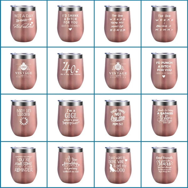 Eco-friendly Stemless Wine Cups with Lid