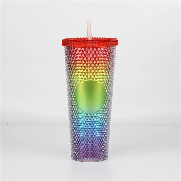 24 Oz Rainbow Tumbler With Lid And Straw