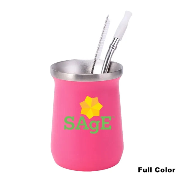 8 oz Yerba Mate Double Wall Stainless Steel Tea Set