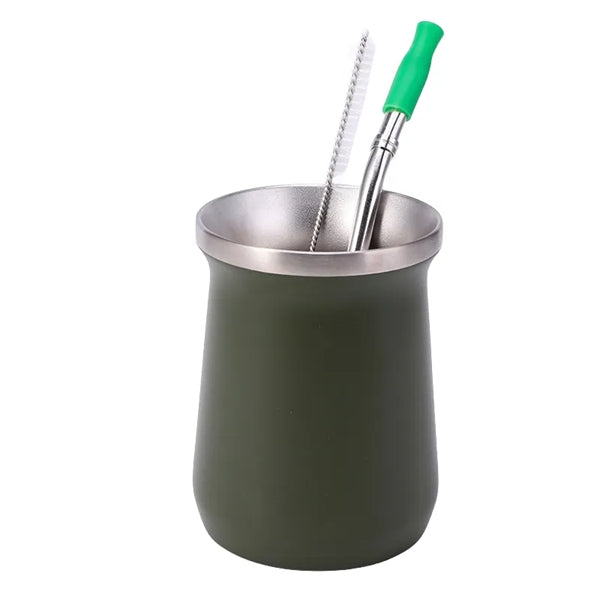 8 oz Yerba Mate Double Wall Stainless Steel Tea Set