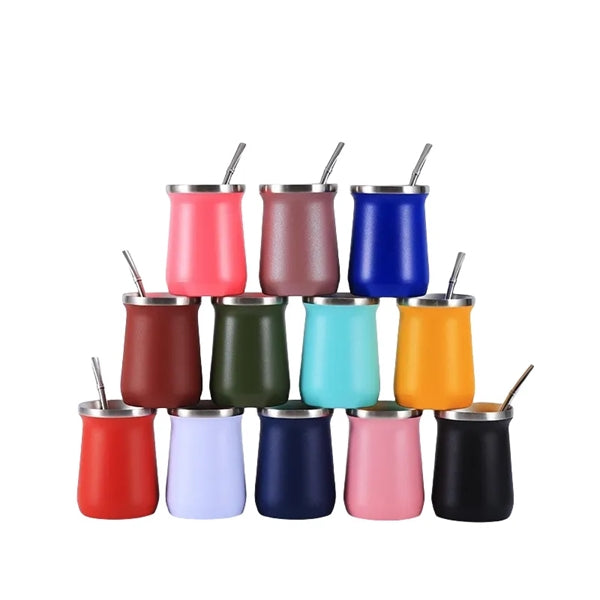8 oz Yerba Mate Double Wall Stainless Steel Tea Set