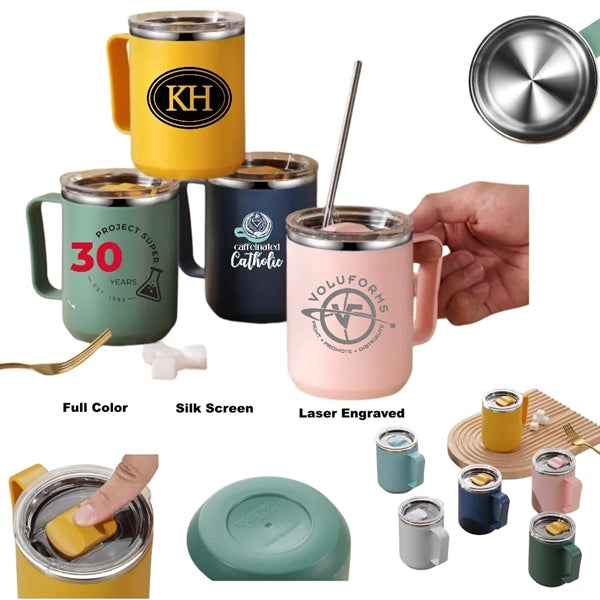 15 oz Stainless Steel Insulated Coffee Mug with Handle