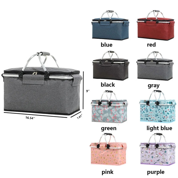Insulated Folding Handled Picnic Basket Cooler
