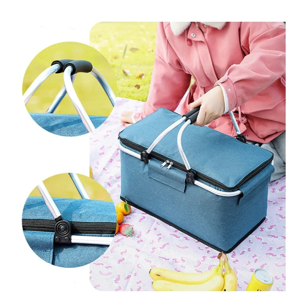 Insulated Folding Handled Picnic Basket Cooler