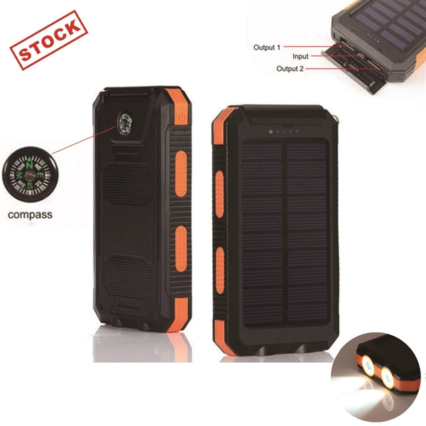 Quick Ship 10000 mAh Solar Power Bank Charger-Domestic
