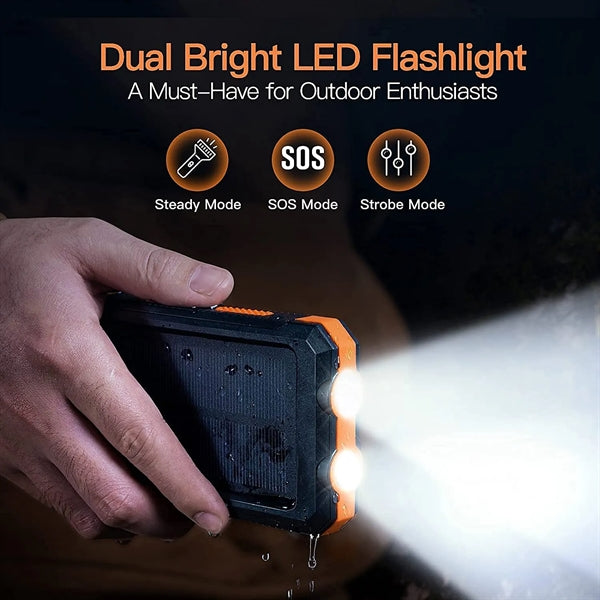 Quick Ship 10000 mAh Solar Power Bank Charger-Domestic