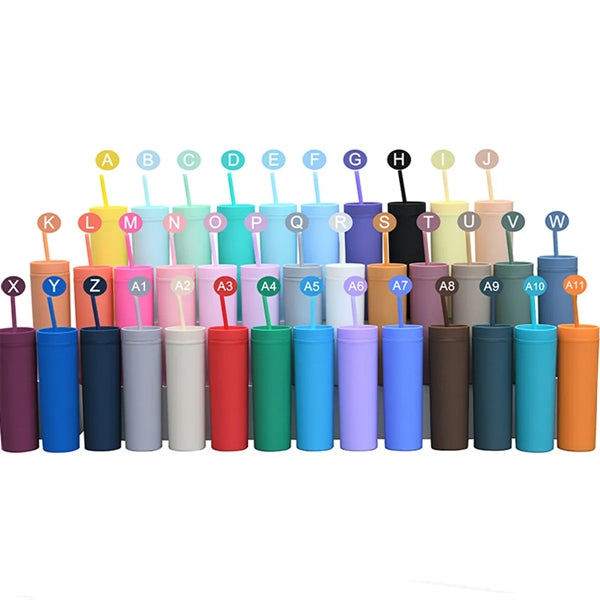 16 oz Colored Acrylic Tumblers with Lids and Straws