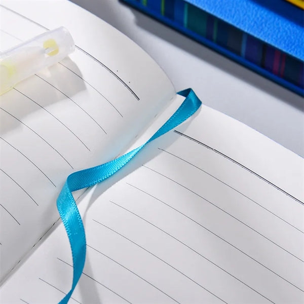 A6 Size Vegan Leather Notebook With Rainbow Edge Lined Pages
