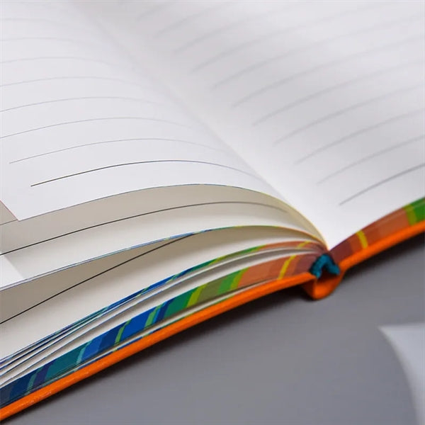 A6 Size Vegan Leather Notebook With Rainbow Edge Lined Pages