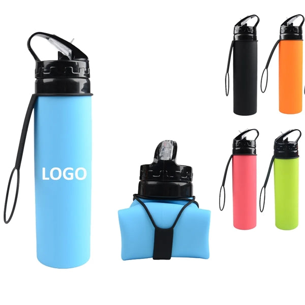 20 Oz Silicone Foldable Folding Sports Bottle