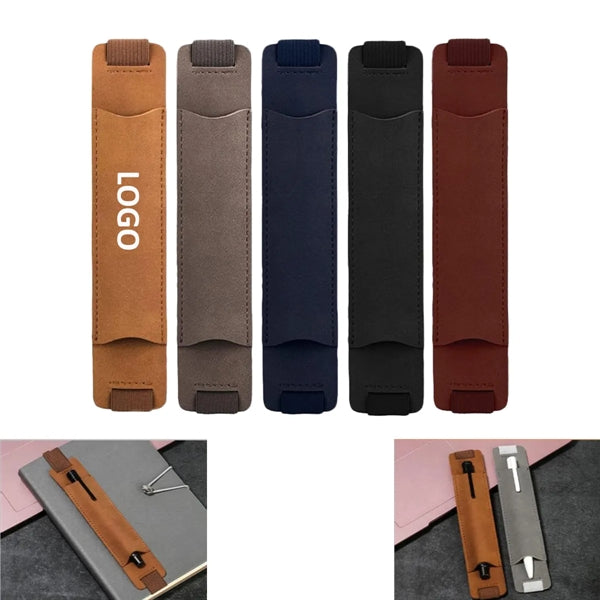 Pu Leather Pen Holder with Adjustable Elastic Band